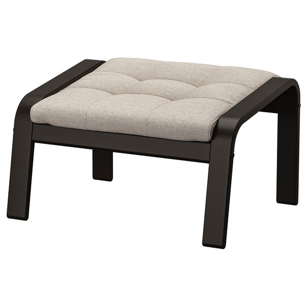 POÄNG footstool, black-brown/Gunnared beige, 54x39x54 cm