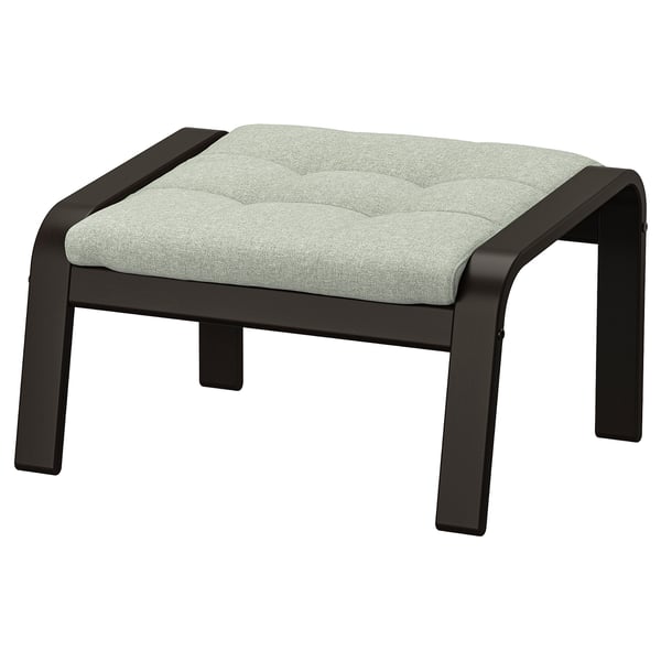 POÄNG footstool, black-brown/Gunnared light green, 54x39x54 cm