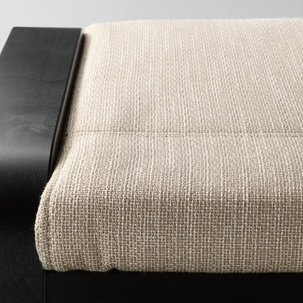 POÄNG footstool, black-brown/Hillared beige, 68x39x54 cm