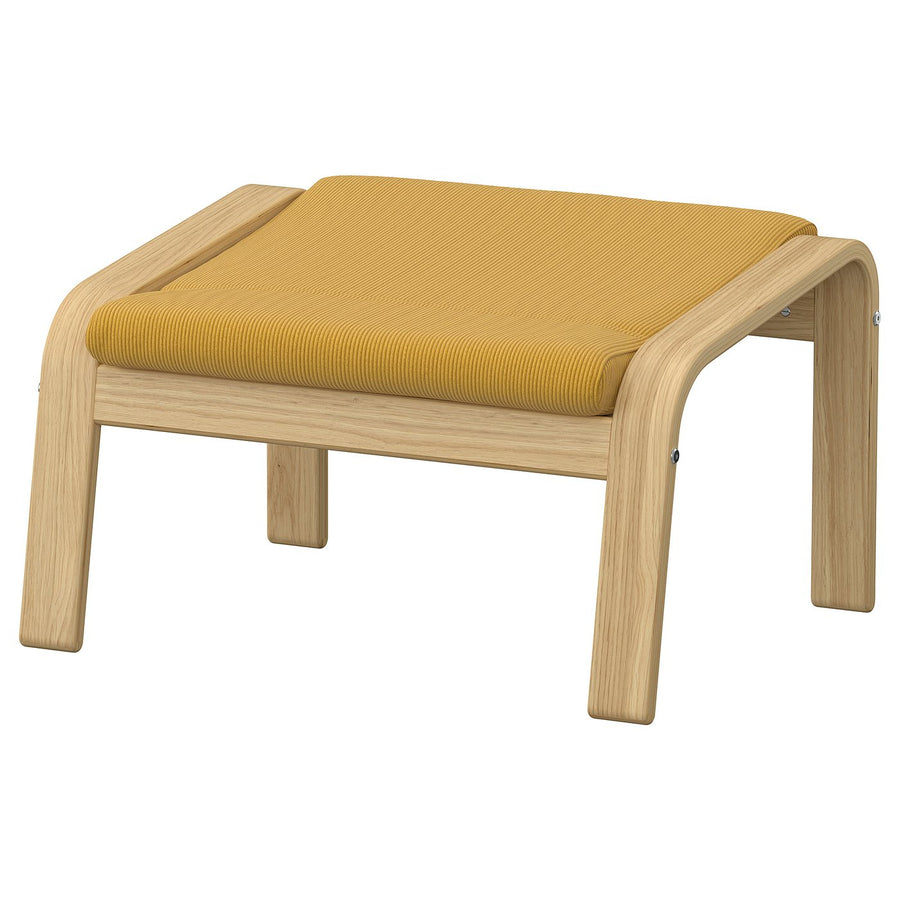 POÄNG footstool, oak/Kelinge dark yellow, 68x39x54 cm