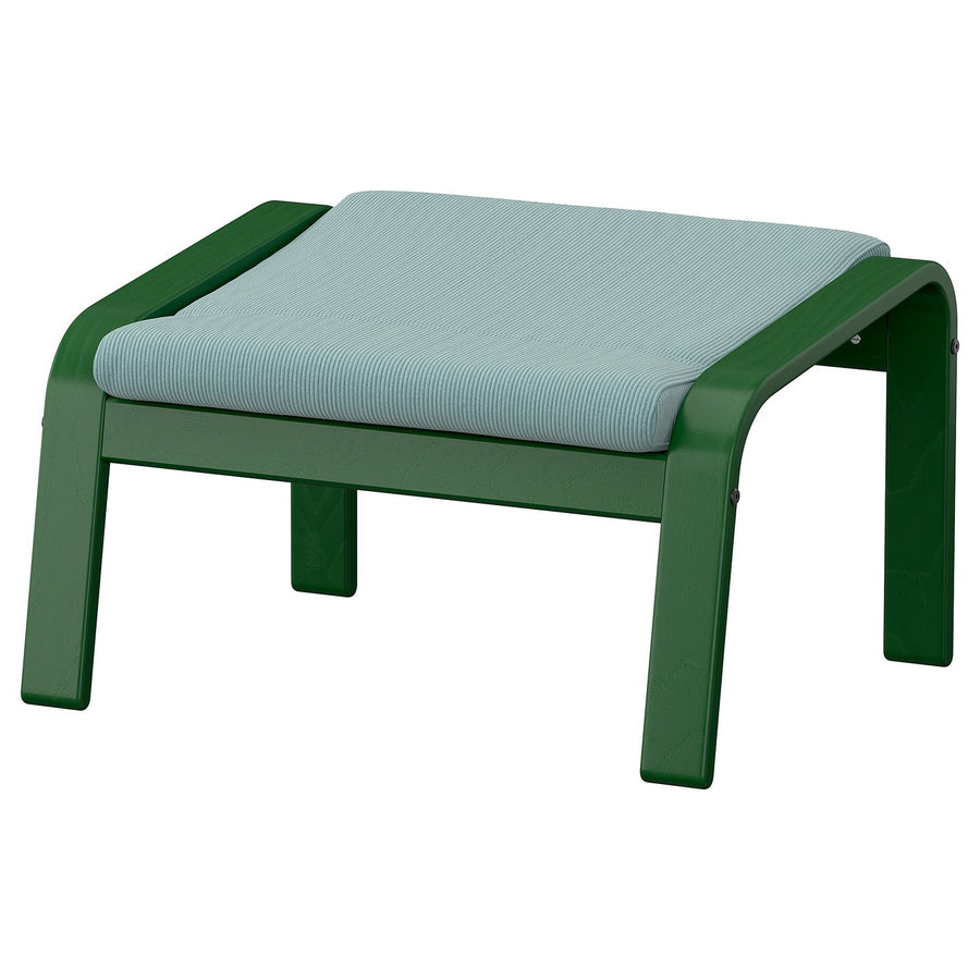 POÄNG footstool, dark green/Kelinge grey-blue, 68x39x54 cm