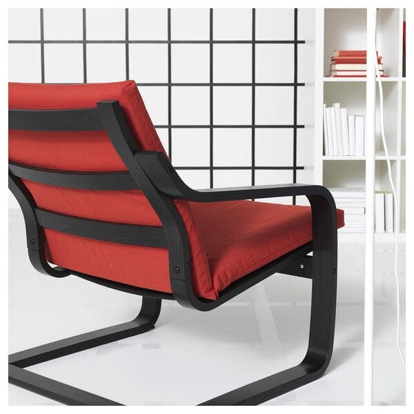 Ikea POÄNG - Low Back Armchair, Black/Vissle Red