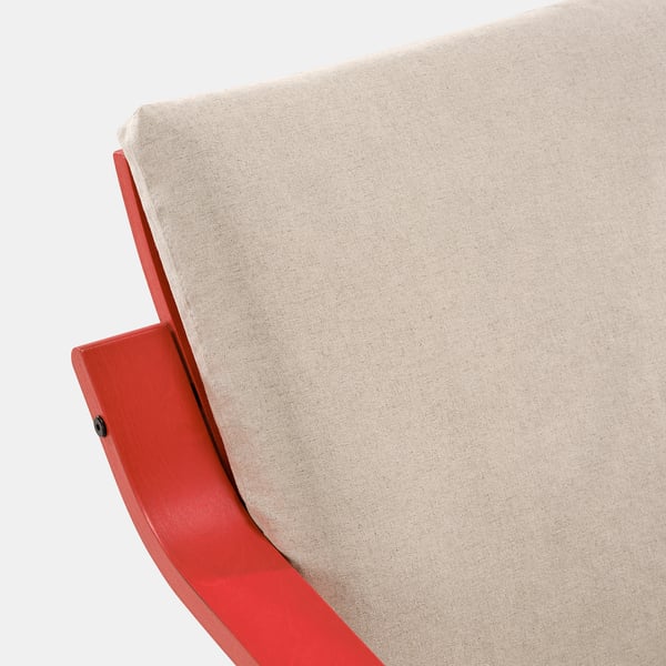 POÄNG low-back armchair, red/Katorp natural colour/beige