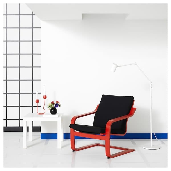 Ikea POÄNG - Low Back Armchair, Red/Vissle Black