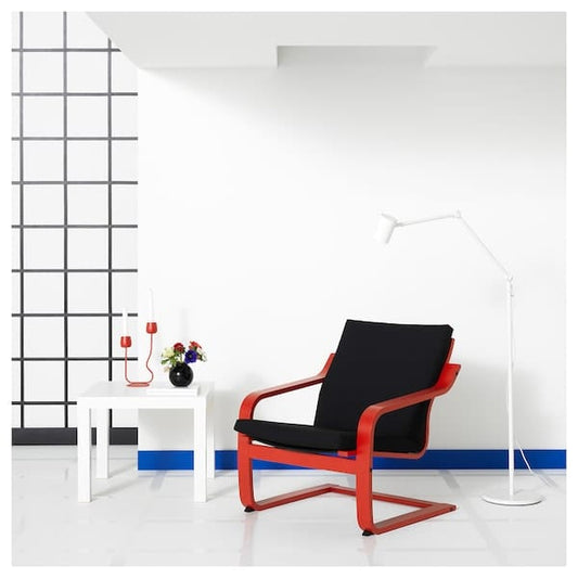 Ikea POÄNG - Low Back Armchair, Red/Vissle Black
