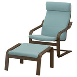 POÄNG armchair and footstool, walnut effect/Kelinge grey-blue