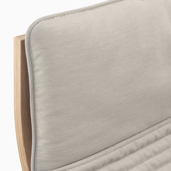 POÄNG armchair and footstool, white stained oak veneer/Knisa light beige