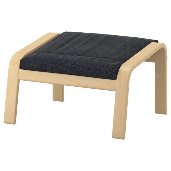 POÄNG armchair and footstool, birch veneer/Hillared anthracite
