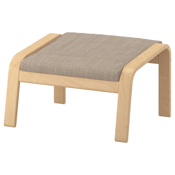 POÄNG armchair and footstool, birch veneer/Hillared beige