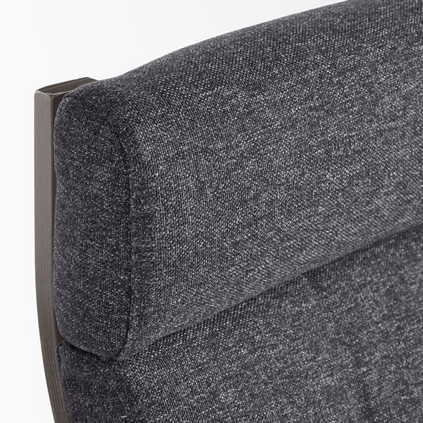 POÄNG armchair and footstool, black-brown/Gunnared dark grey