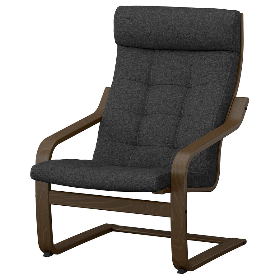 POÄNG armchair, walnut effect/Gunnared dark grey, 68x100x82 cm
