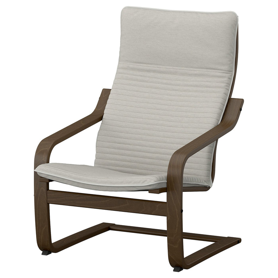 POÄNG armchair, walnut effect/Knisa light beige, 68x100x82 cm
