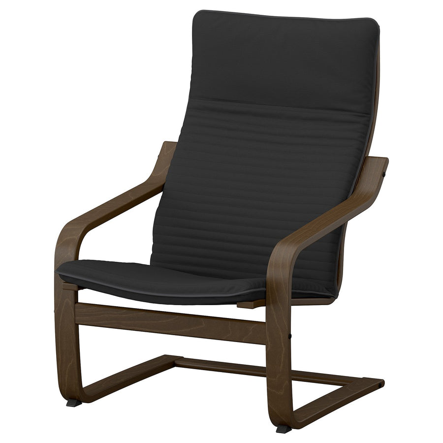 POÄNG armchair, walnut effect/Knisa black, 68x100x82 cm