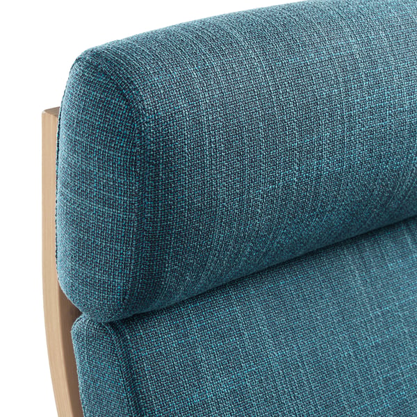 POÄNG armchair, white stained oak veneer/Hillared dark blue, 68x100x82 cm