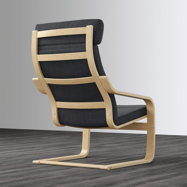 POÄNG armchair, birch veneer/Hillared anthracite, 56x100x82 cm