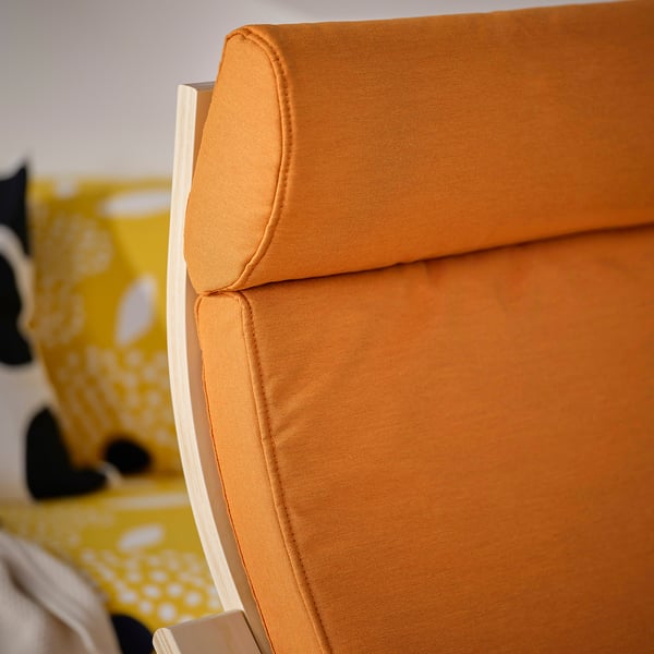 POÄNG armchair, birch veneer/Knisa bright orange, 56x100x82 cm