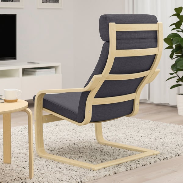 POÄNG armchair, birch veneer/Skiftebo dark grey, 56x100x82 cm