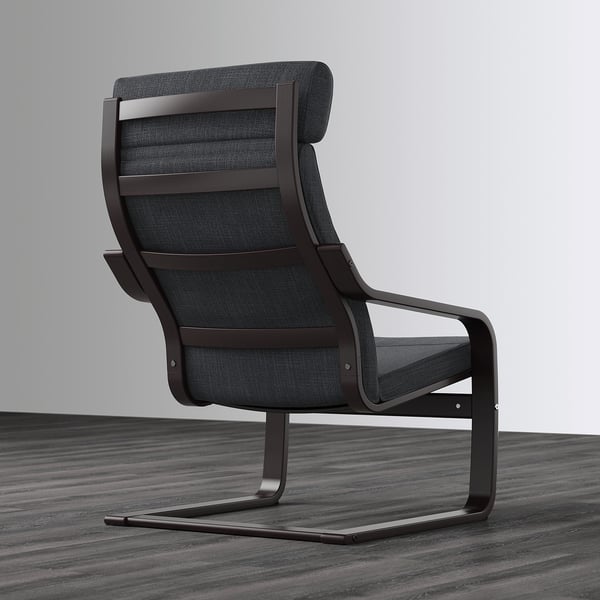 POÄNG armchair, black-brown/Hillared anthracite, 56x100x82 cm