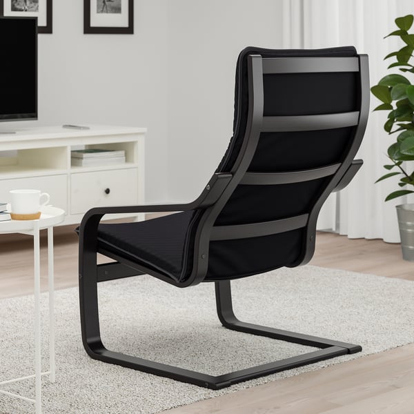 POÄNG armchair, black-brown/Knisa black, 56x100x82 cm