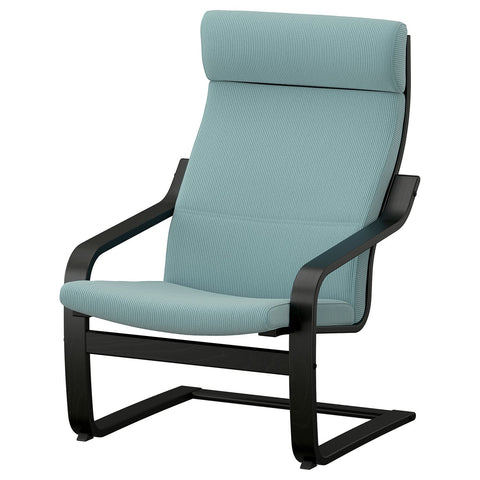 POÄNG armchair, black/Kelinge grey-blue, 68x100x82 cm