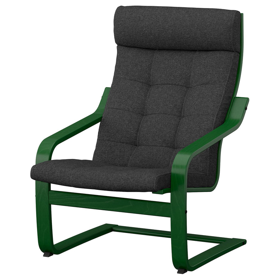 POÄNG armchair, dark green/Gunnared dark grey, 68x100x82 cm