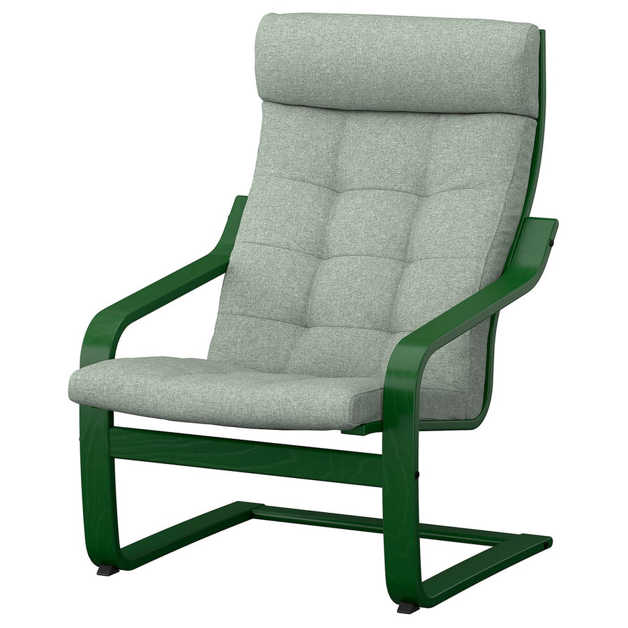 POÄNG armchair, dark green/Gunnared light green, 68x100x82 cm