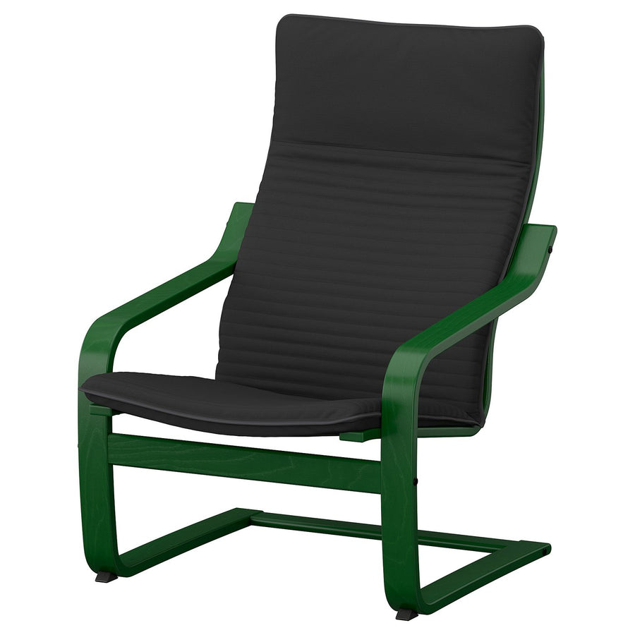 POÄNG armchair, dark green/Knisa black, 68x100x82 cm
