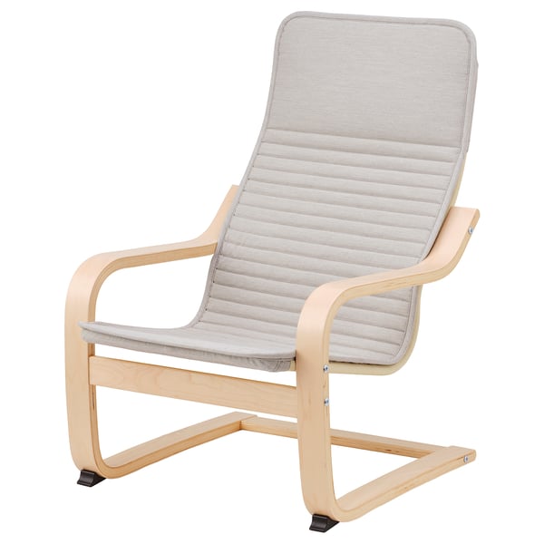 POÄNG children's armchair, birch veneer/Knisa light beige, 38x68x56 cm