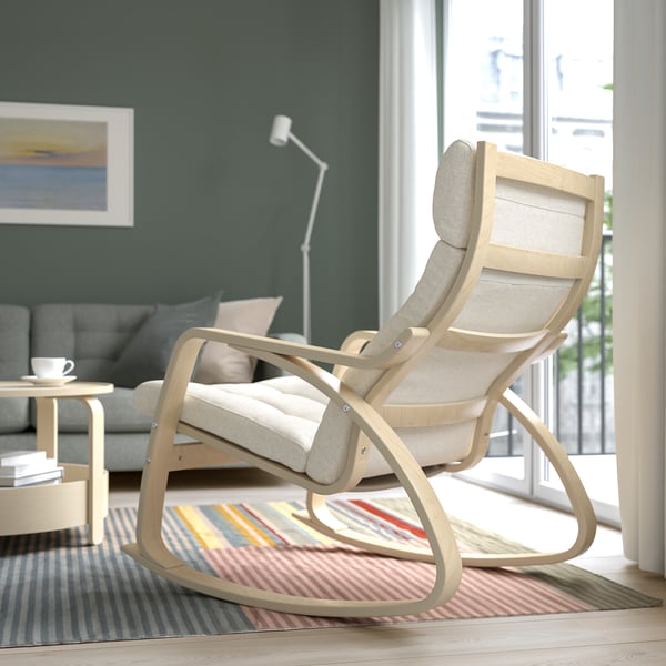 POÄNG rocking-chair, birch veneer/Gunnared beige, 56x95x94 cm