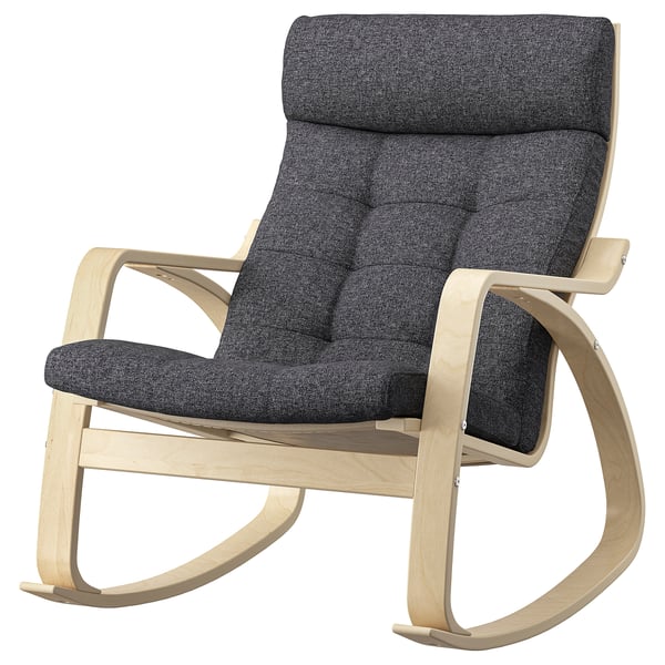 POÄNG rocking-chair, birch veneer/Gunnared dark grey, 56x95x94 cm