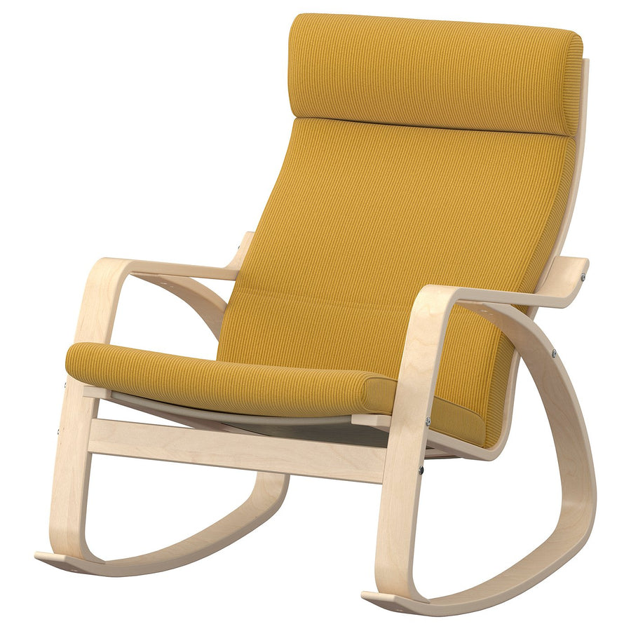 POÄNG rocking-chair, birch veneer/Kelinge dark yellow, 68x95x94 cm