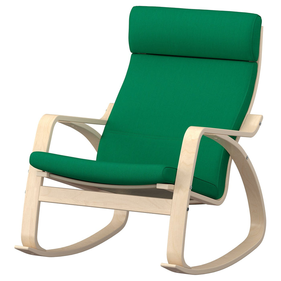 POÄNG rocking-chair, birch veneer/Vissle deep green, 68x95x94 cm