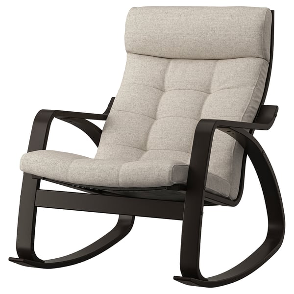 POÄNG rocking-chair, black-brown/Gunnared beige, 56x95x94 cm