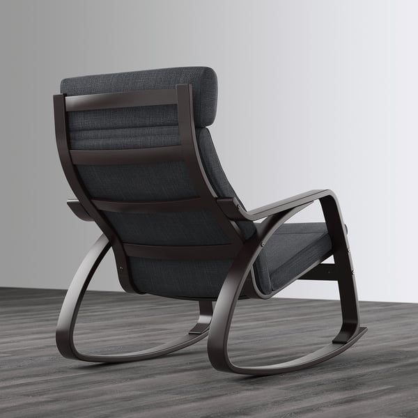 POÄNG rocking-chair, black-brown/Hillared anthracite, 56x95x94 cm