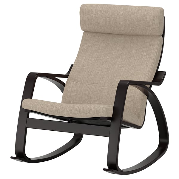 POÄNG rocking-chair, black-brown/Hillared beige, 56x95x94 cm