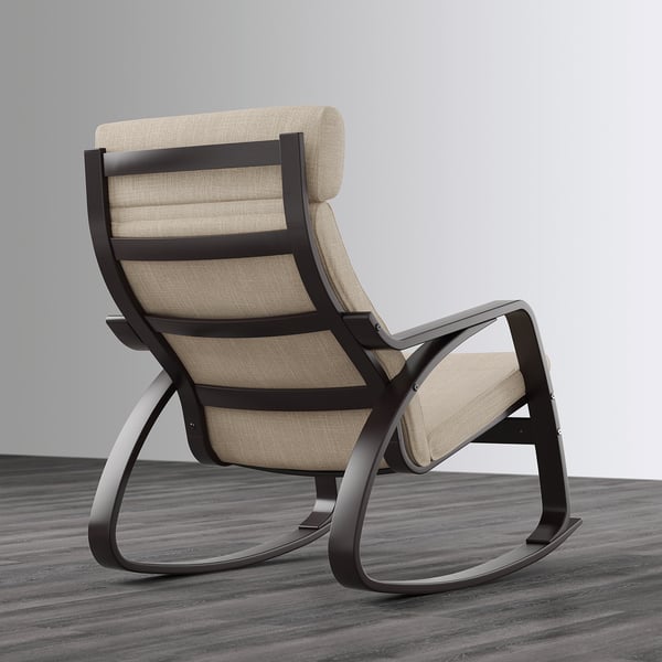 POÄNG rocking-chair, black-brown/Hillared beige, 56x95x94 cm