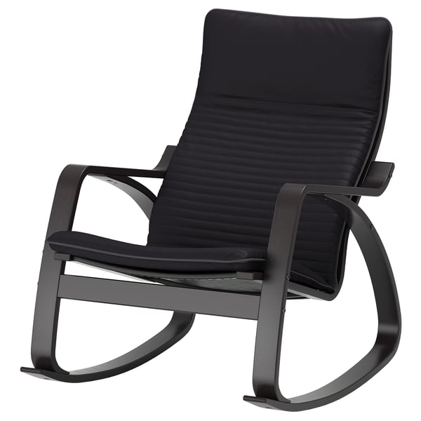 POÄNG rocking-chair, black-brown/Knisa black, 56x95x94 cm