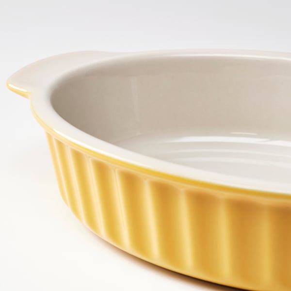 POETISK oven dish, oval/light yellow, 32x21 cm