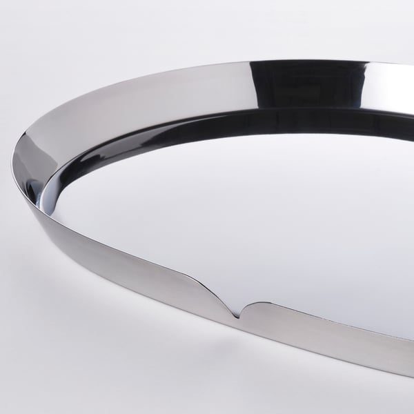 PRAKTAND candle dish, stainless steel, 35x26 cm