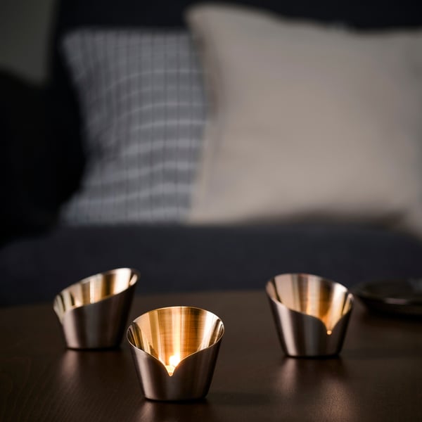 PRAKTAND tealight holder, stainless steel, 7 cm