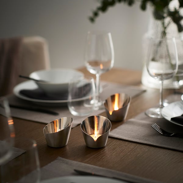 PRAKTAND tealight holder, stainless steel, 7 cm