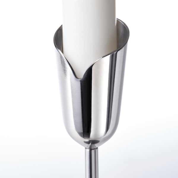 PRAKTAND candlestick, set of 2, stainless steel
