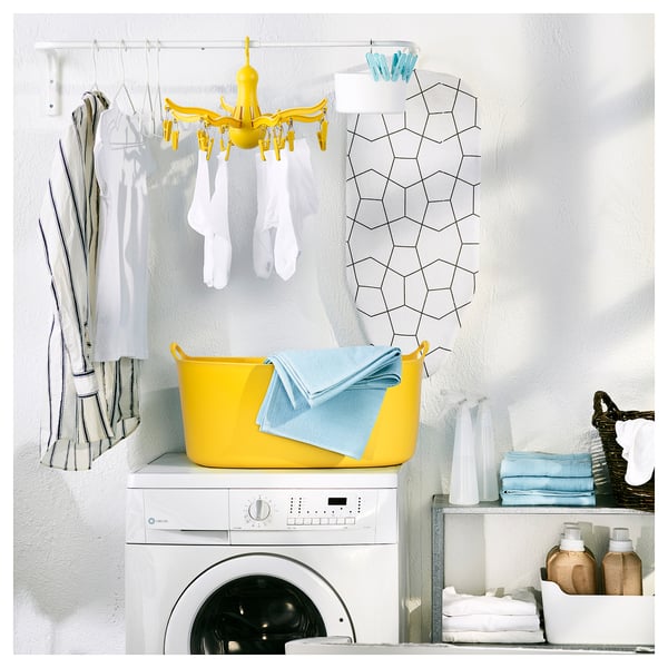 PRESSA hanging dryer 16 clothes pegs, yellow, 40 cm