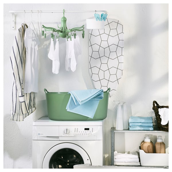 PRESSA hanging dryer 16 clothes pegs, green, 40 cm