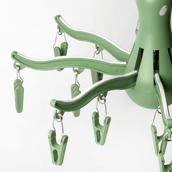 PRESSA hanging dryer 16 clothes pegs, green, 40 cm