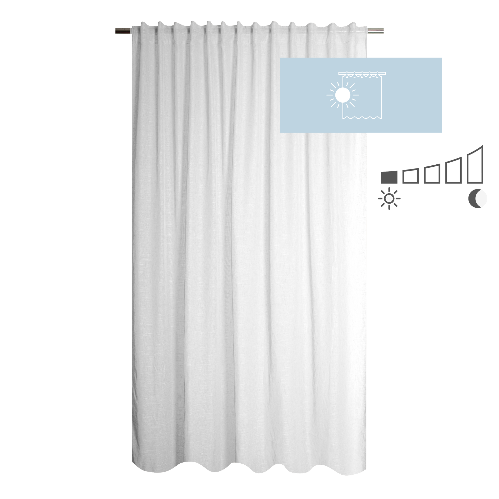 CAMBRIA WHITE FILTER CURTAIN 200X280CM WITH WEBBING AND CONCEALED LOOP