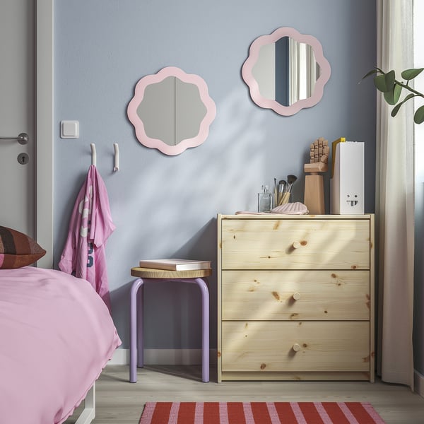 PRUNKHALLON mirror, light pink, 40 cm