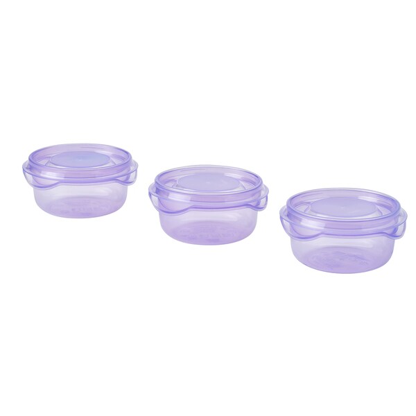 PRUTA food container with lid, lilac, 7 cm, 3 pack