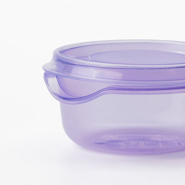 PRUTA food container with lid, lilac, 7 cm, 3 pack