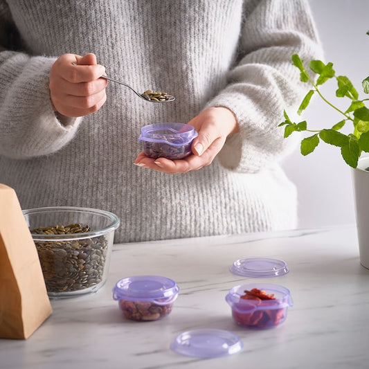 PRUTA food container with lid, lilac, 70 ml, 3 pack